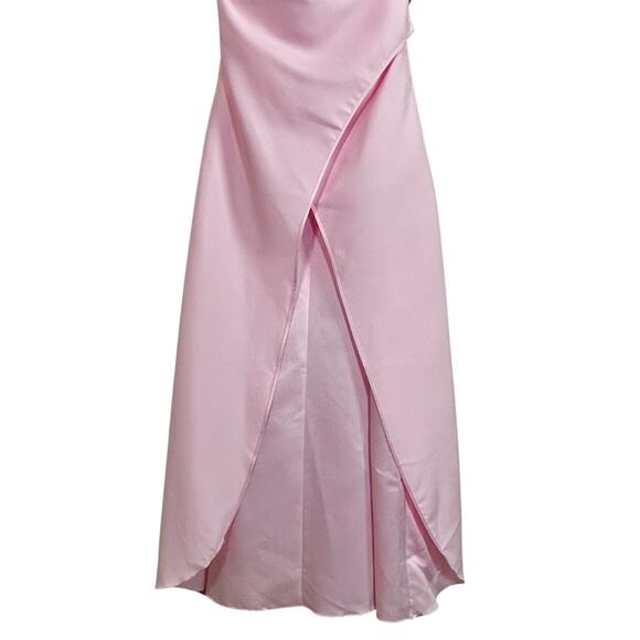 Vintage 90s Y2K Romantic Pink Maxi Formal Dress Beaded Layered Satin Gown SMALL - Picture 9 of 14